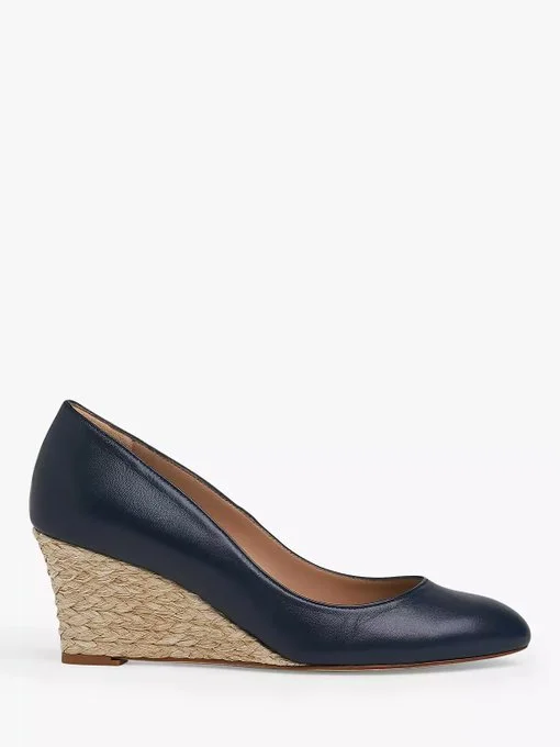 LK Bennett Eevi Espadrille Wedges in Navy Leather