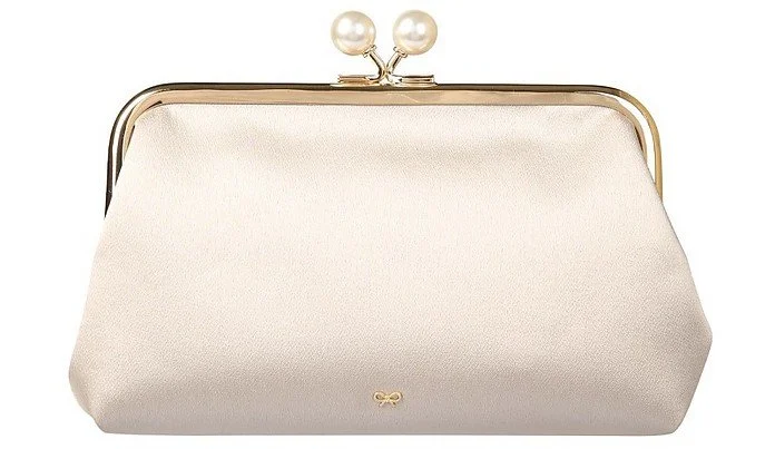 Anya Hindmarch Maud Clutch in White Satin