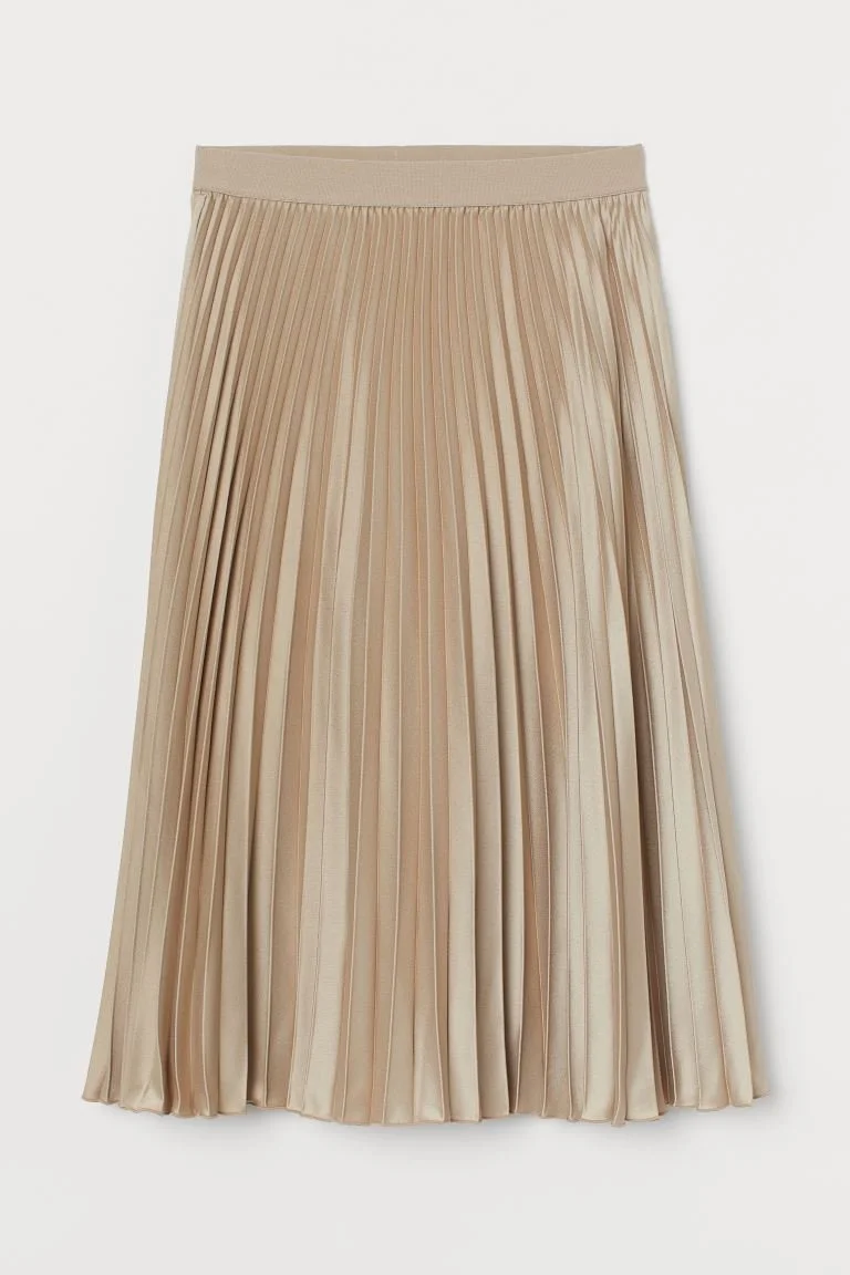 H&amp;M Pleated Skirt in Light Beige