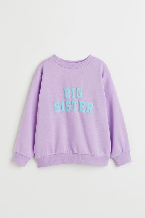 H&M Oversized 'Big Sister' Sibling Sweatshirt in Light Purple — UFO No More
