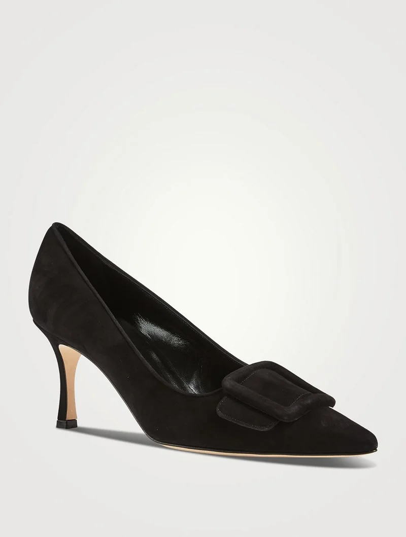 Manolo Blahnik Maysale 70 Pumps in Black Suede