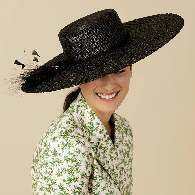 Lock &amp; Co Mayer Boater Straw Hat in Black