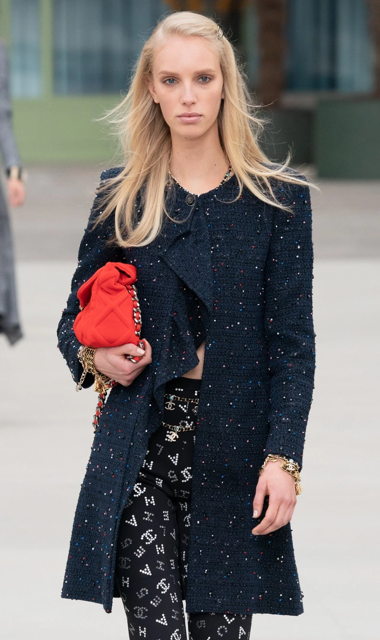 Chanel Tweed Ruffle Coat