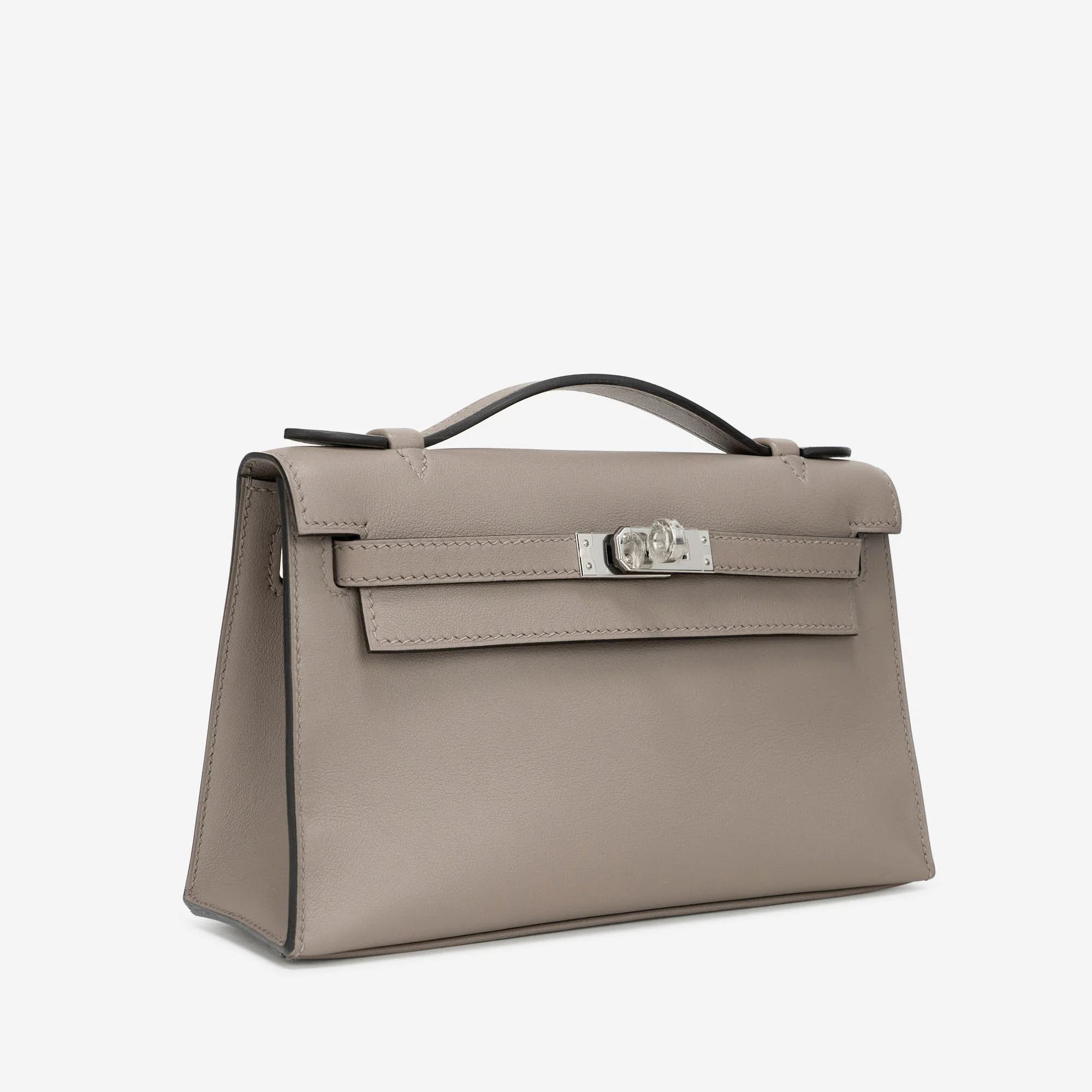Hermes Kelly Pochette in Grey Swift Leather
