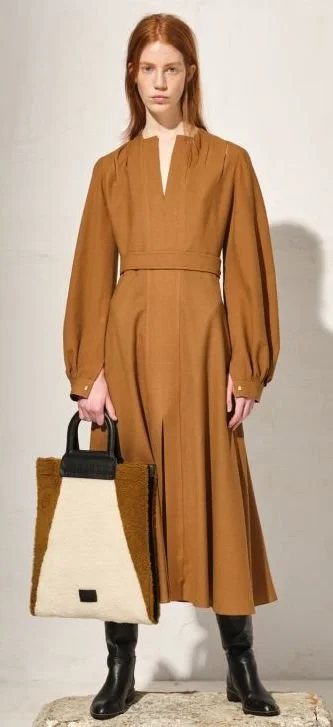 Zeus + Dione Florinata Dress in Dark Camel