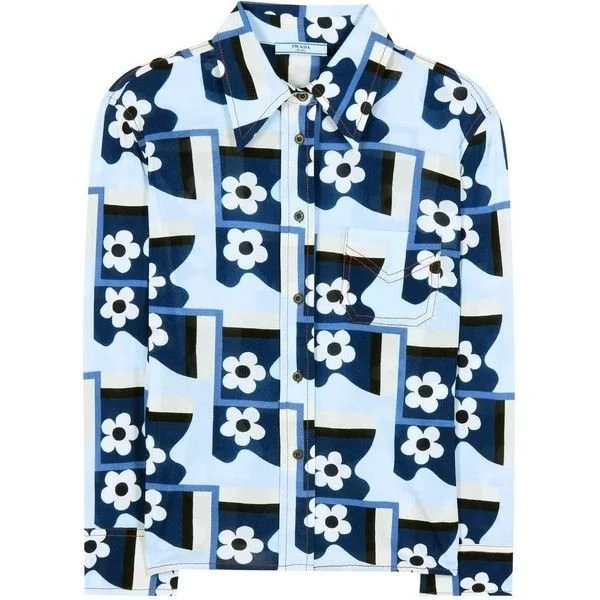 Prada Flower Print Organzine Top