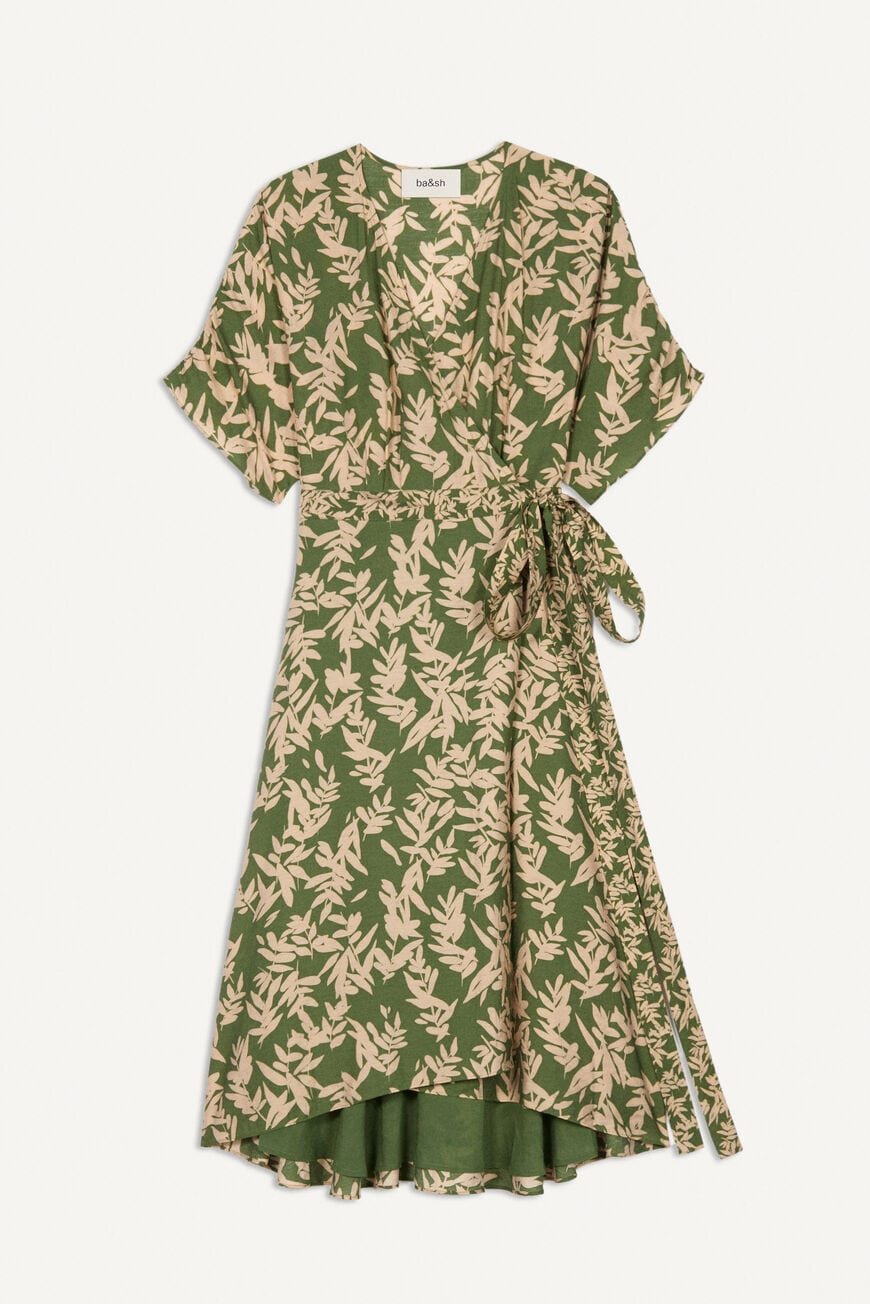 Ba&sh Women's Green White Therence Midi Dress (as1, Alpha, x_s, Regular,  Regular) at  Women's Clothing store