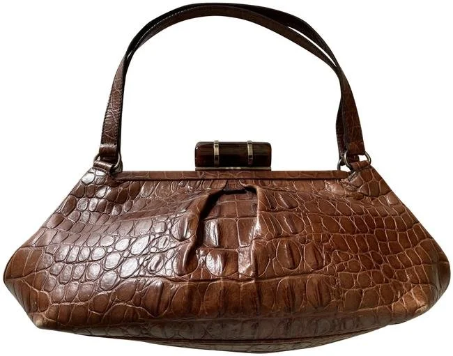 Miu Miu St Cocco Frame Bag in Brown Croc Embossed