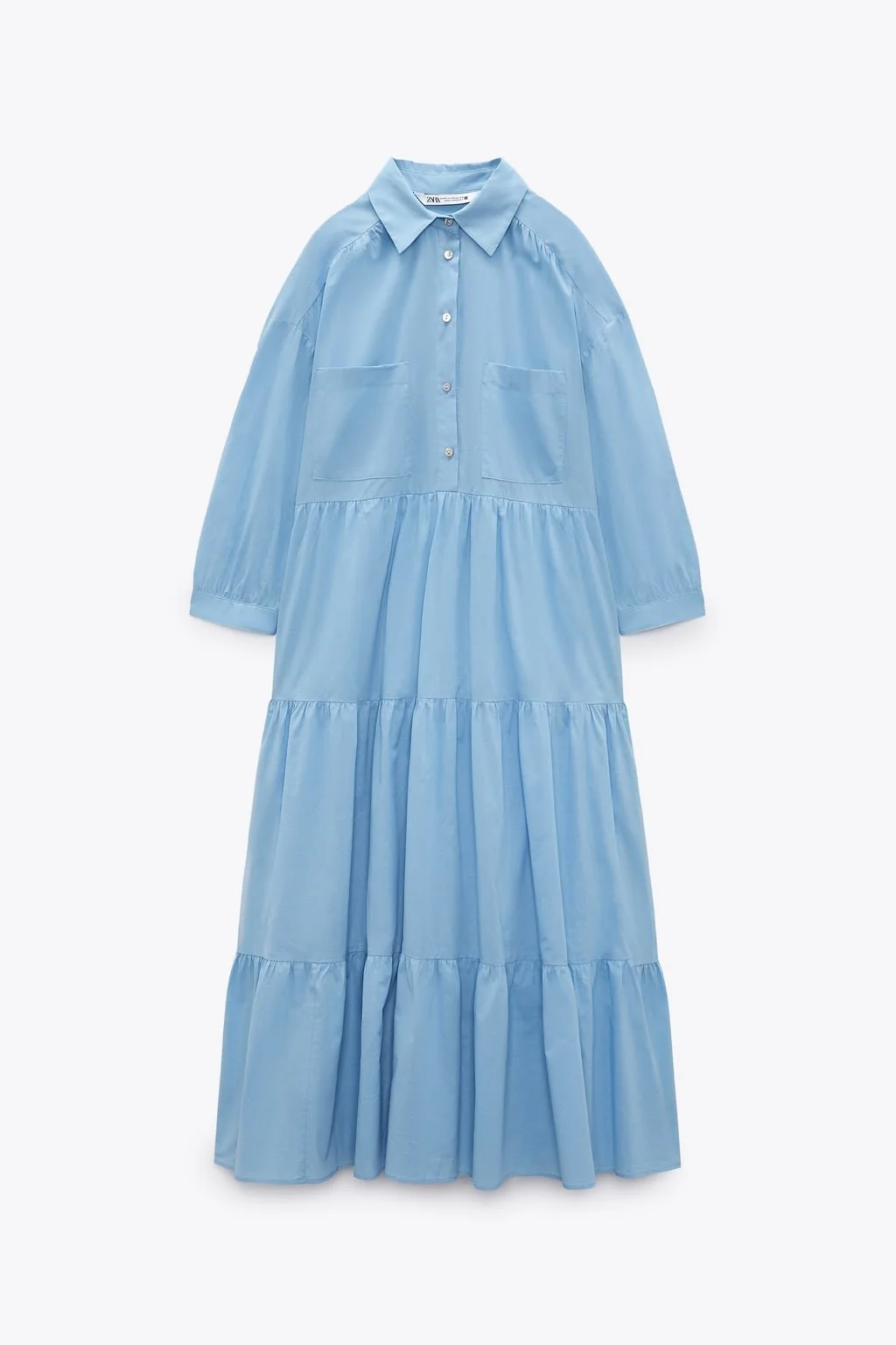 Zara Cotton Shirt Dress in Light Blue