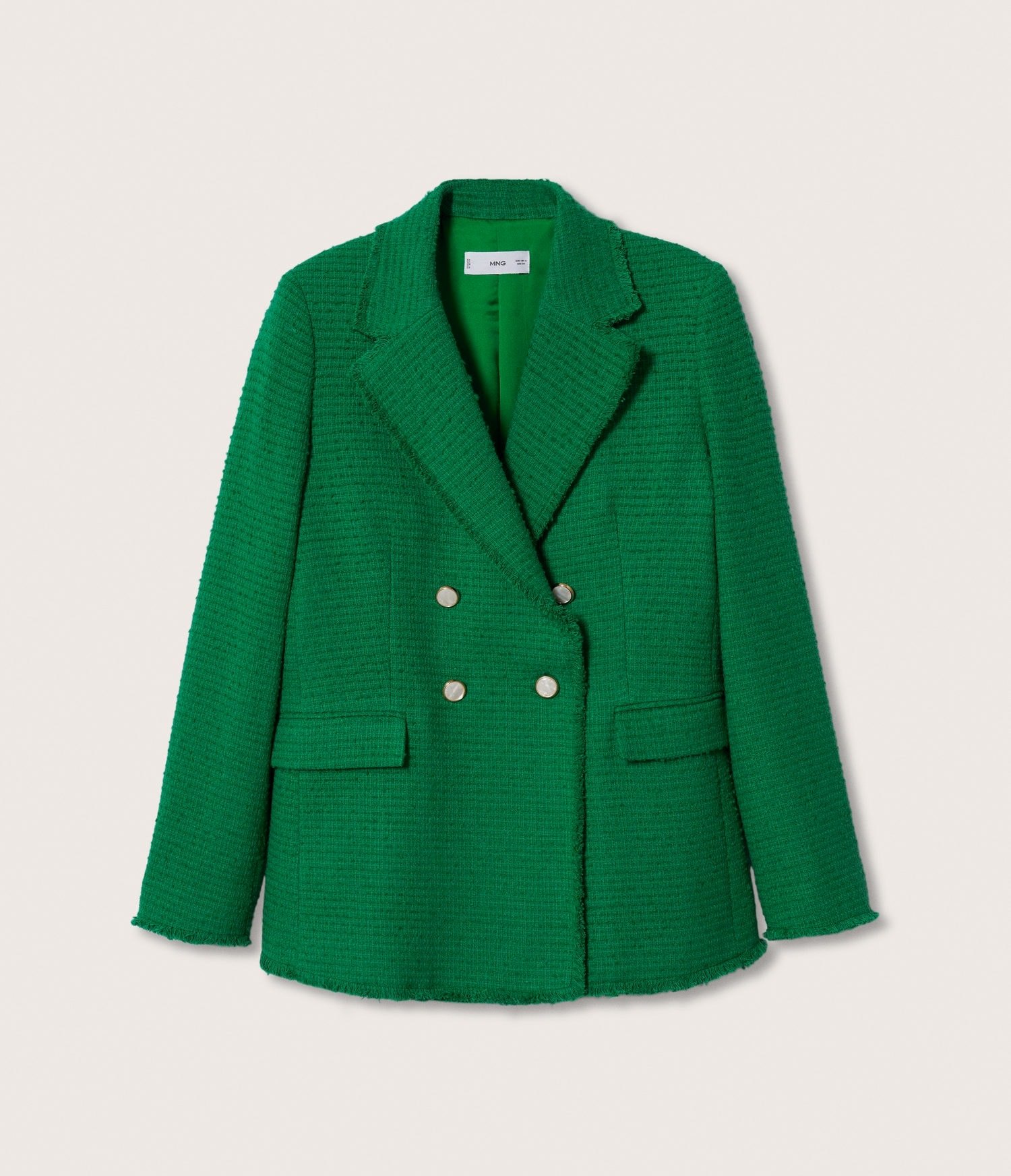 Mango Buttons Tweed Blazer in Green.jpg
