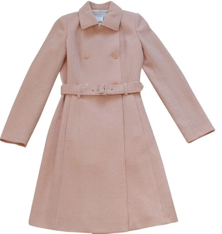 Paul & Joe Double-Breasted Wool Trench Coat in Pink