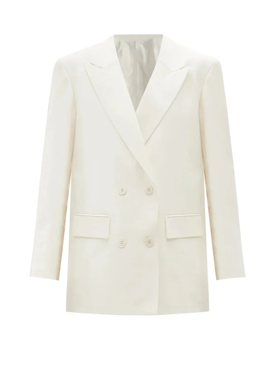 Valentino Oversized Double-Breasted Twill Blazer