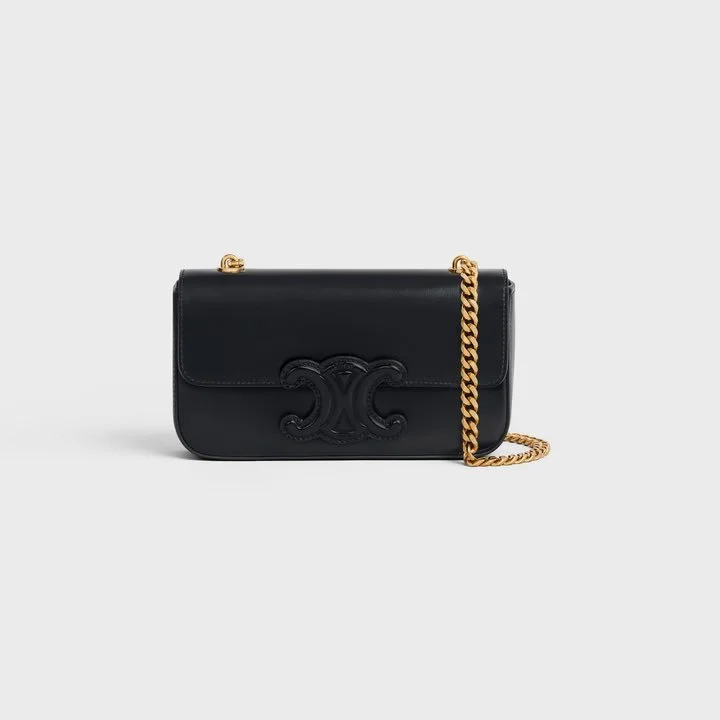 Céline Triomphe Chain Shoulder Bag in Black