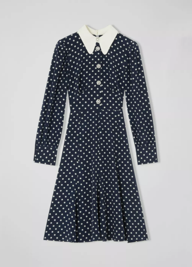 L.K Bennett Mathilde Silk Tea Dress in Navy and Cream Polka Dot.png