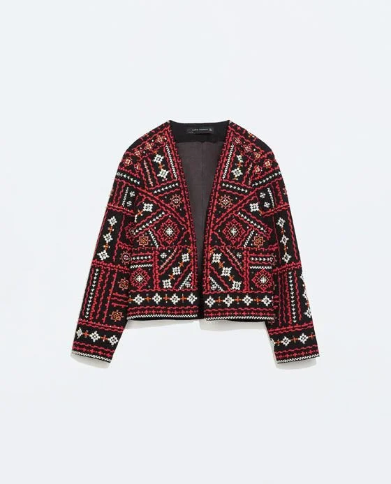 Blazer Embroidered Coat Zara Zara Ethnic Embroidered Jacket ZARA