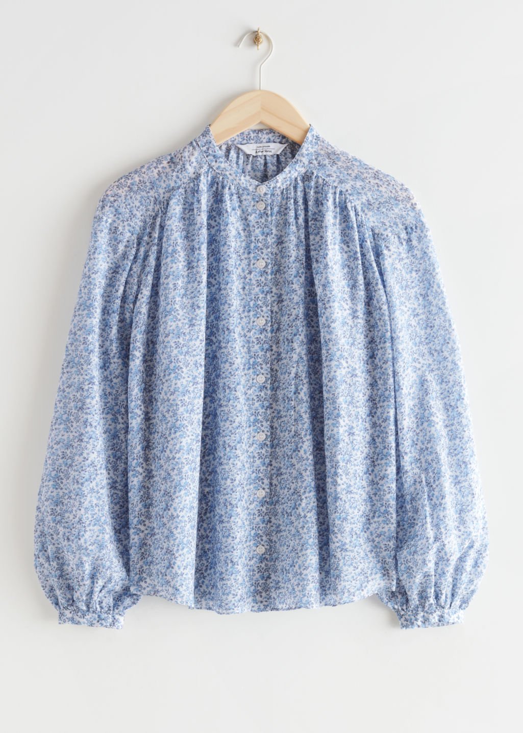 & Other Stories Printed Silk Blend Blouse in Blue — UFO No More