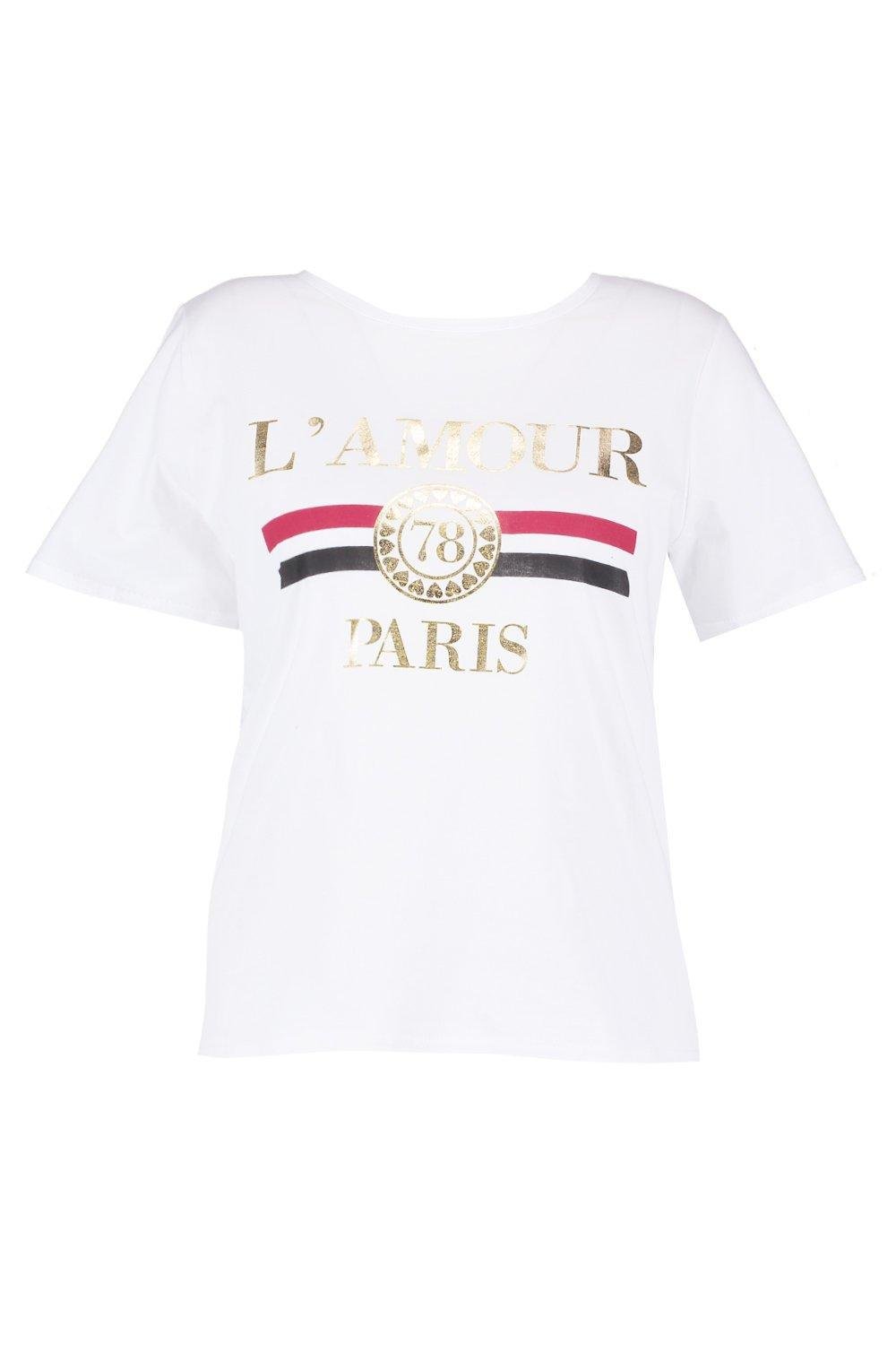 Boohoo L'Amour Paris T-Shirt in White.jpg