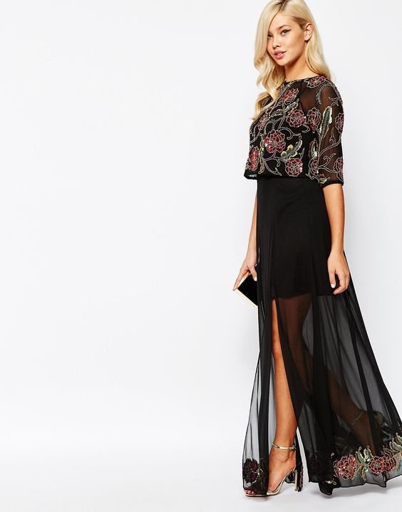Frock and Frill Lacia Floral Embroidered Maxi Dress Pink at John Lewis   Partners
