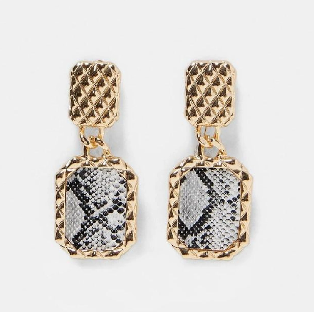 Zara Gold Tone Snakeskin Earrings