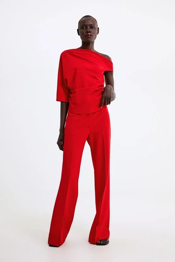 Zara Boot-Cut Trousers in Red