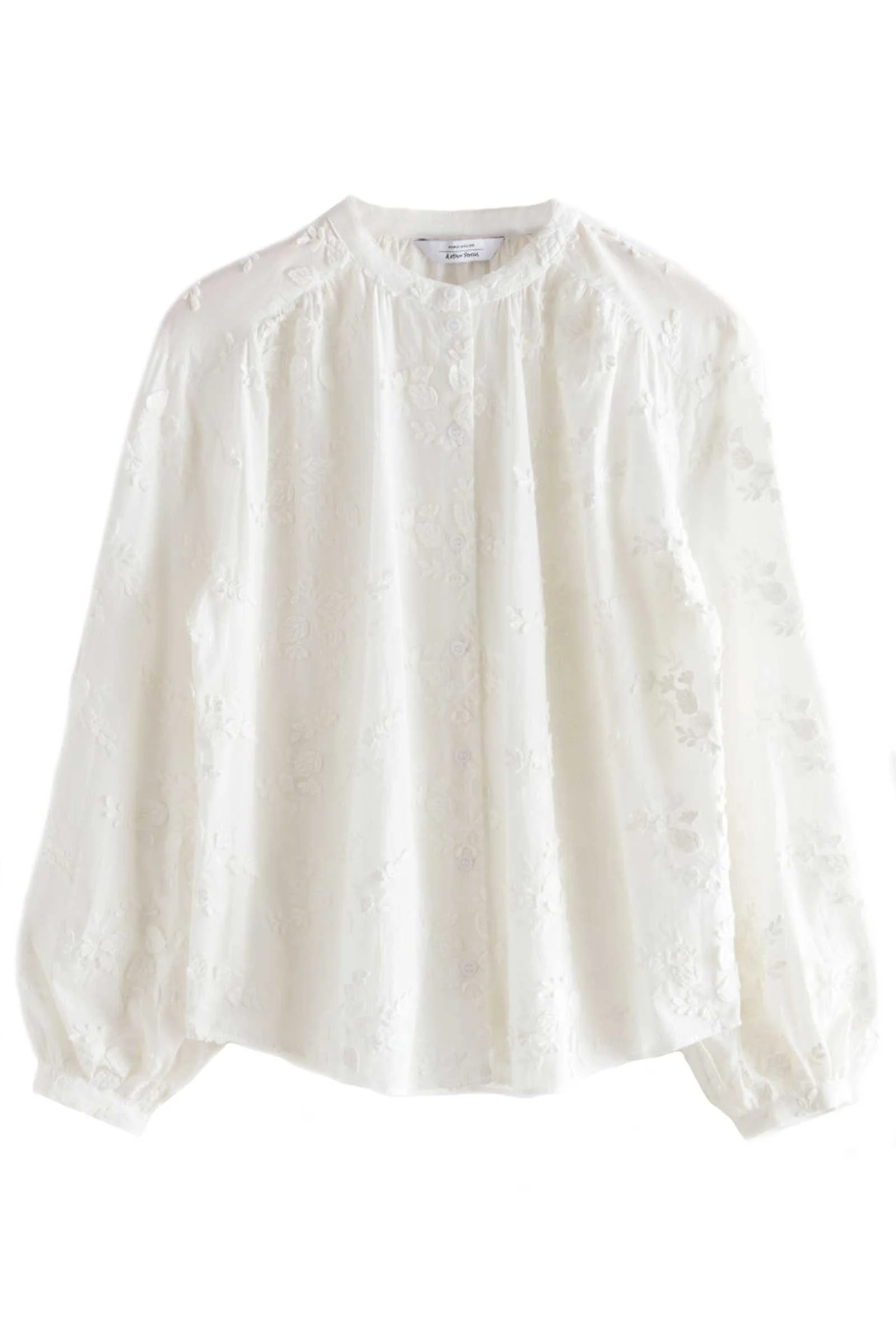 & Other Stories Band Collar Blouse in White
