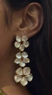 Coolook Hibiscus Earrings in White Mother of Pearl
