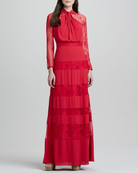 Alice by Temperley Regalia Lace-Inset Long-Sleeve Gown in Red.jpg