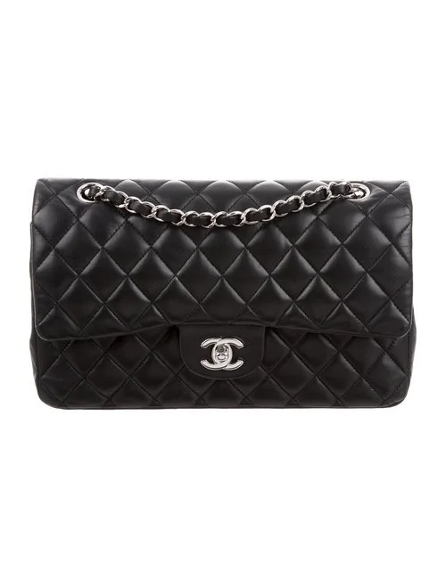 Chanel Classic Jumbo Double Flap Bag in Black & Silver