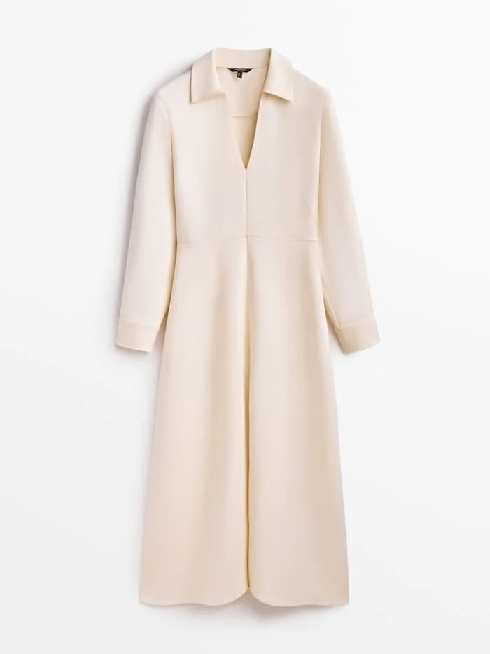 Massimo Dutti Long Dress with Shirt Collar