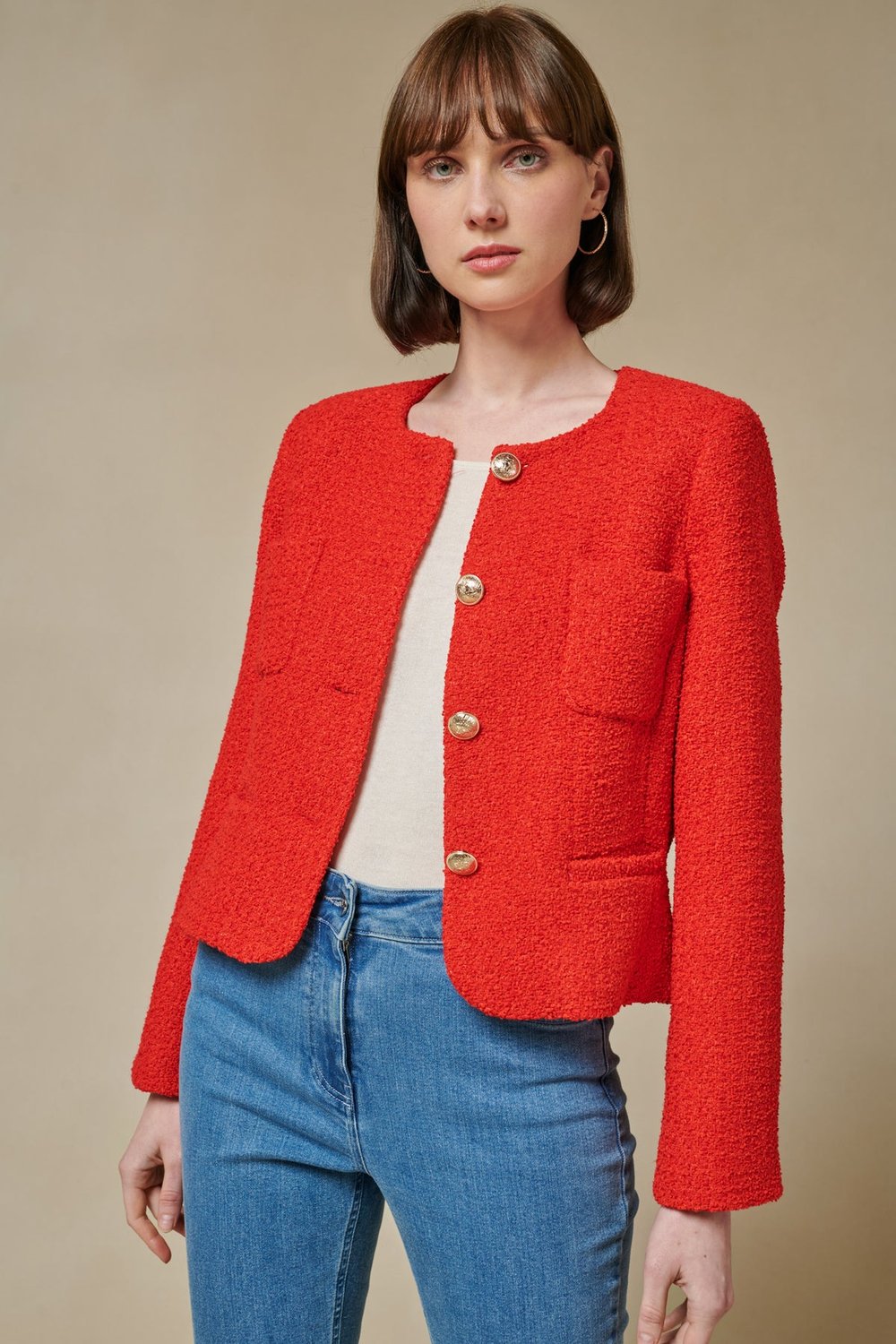 Weill Tweed Jacket in Red — UFO No More Weill Tweed Jacket in Red — UFO No More