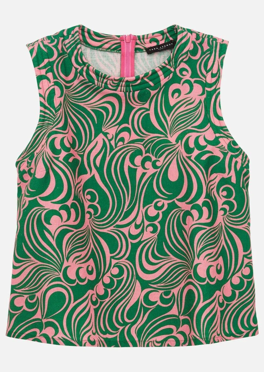 Tara Jarmon Takito Top in Pink Psyche Print