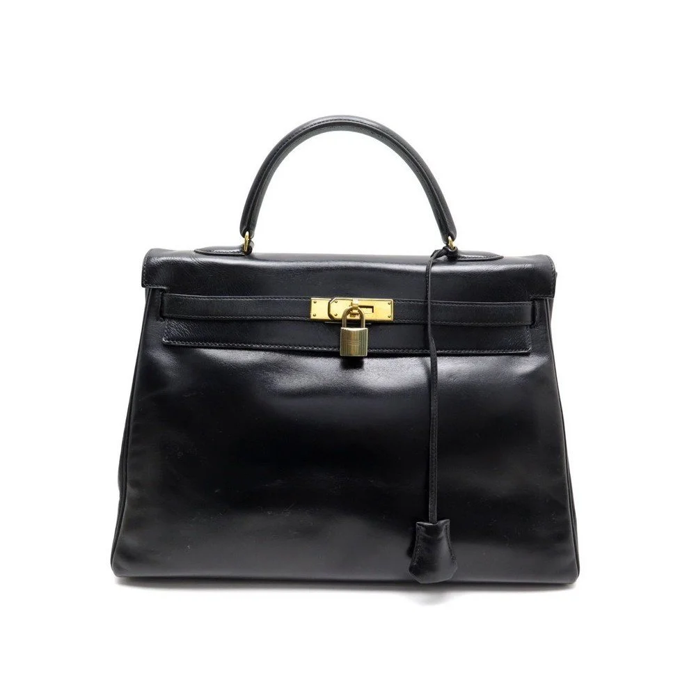 Hermes Kelly Bag in Black Patent Leather