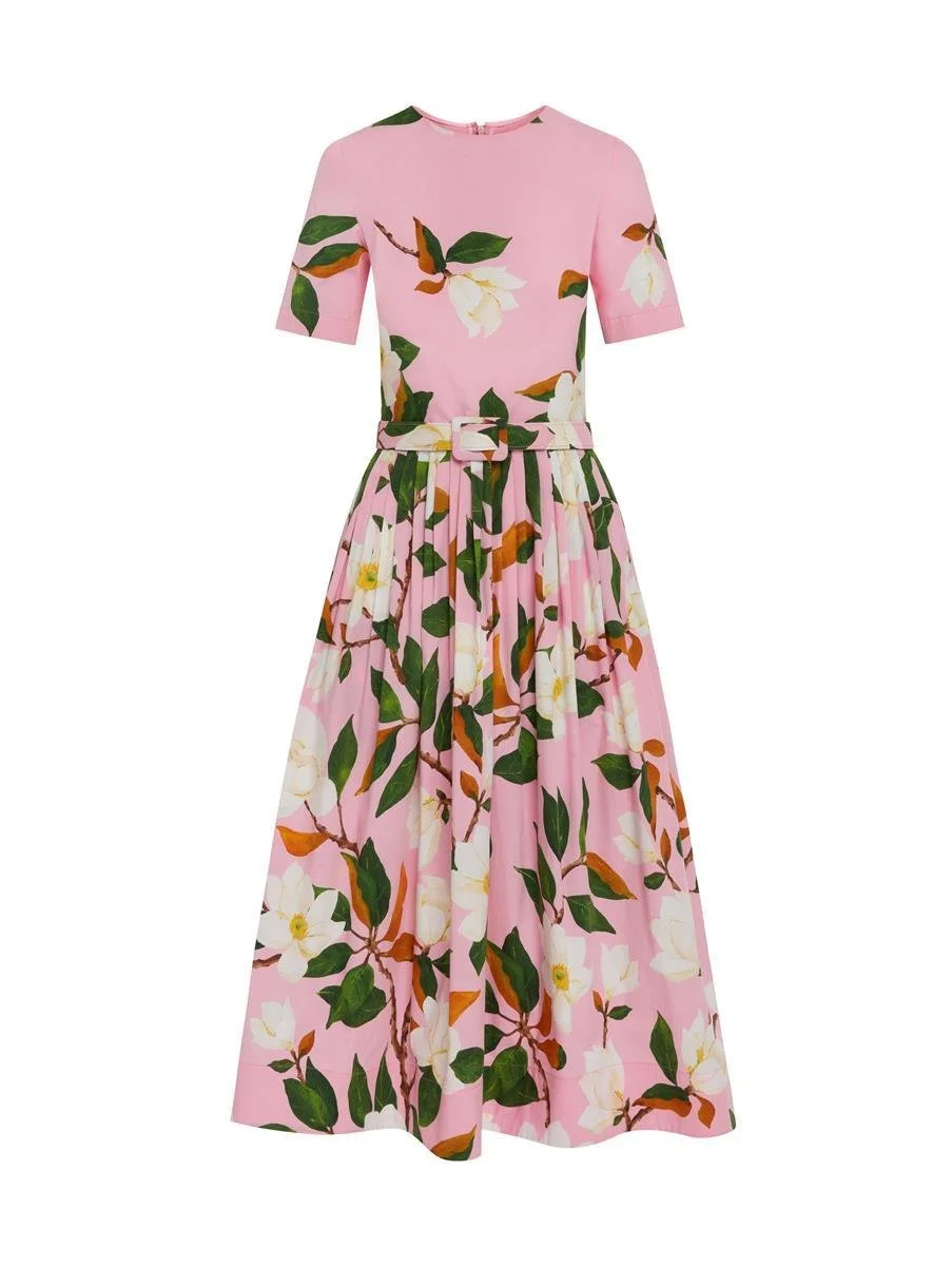 Oscar de la Renta Degrade Magnolia Poplin Dress