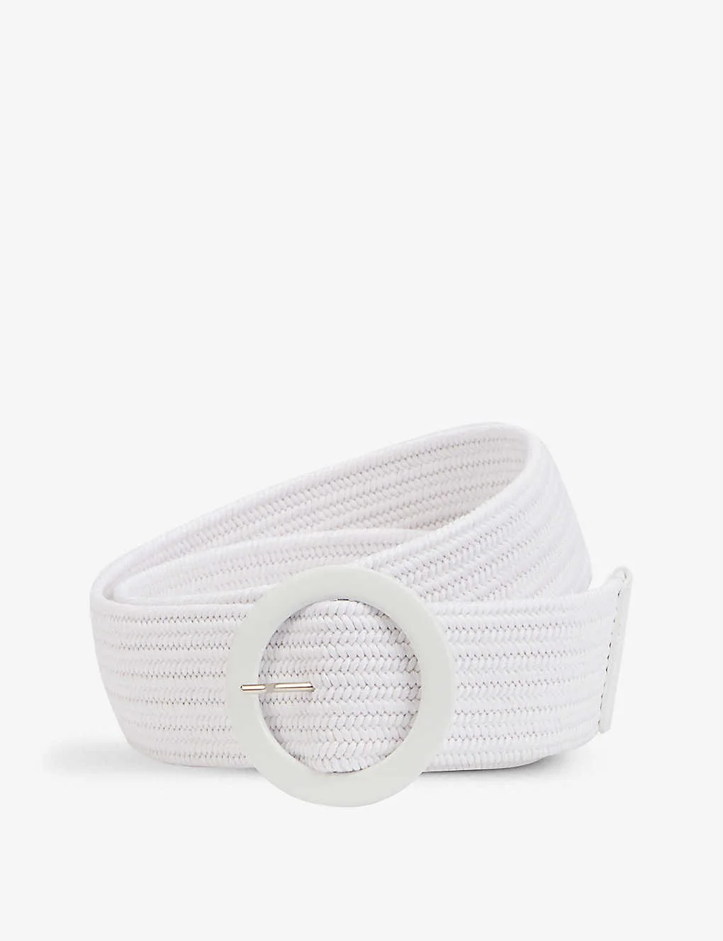 Eleventy Braided Tonal Leather Belt in Off-White