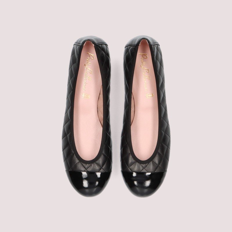 Pretty Ballerinas Shirley Ballet Flats in Black Quilted Leather.jpg