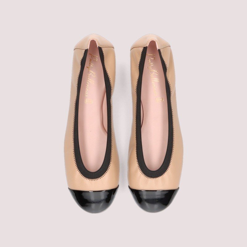 Pretty Ballerinas Shirley Ballet Flats in BeigeBlack Leather.jpg