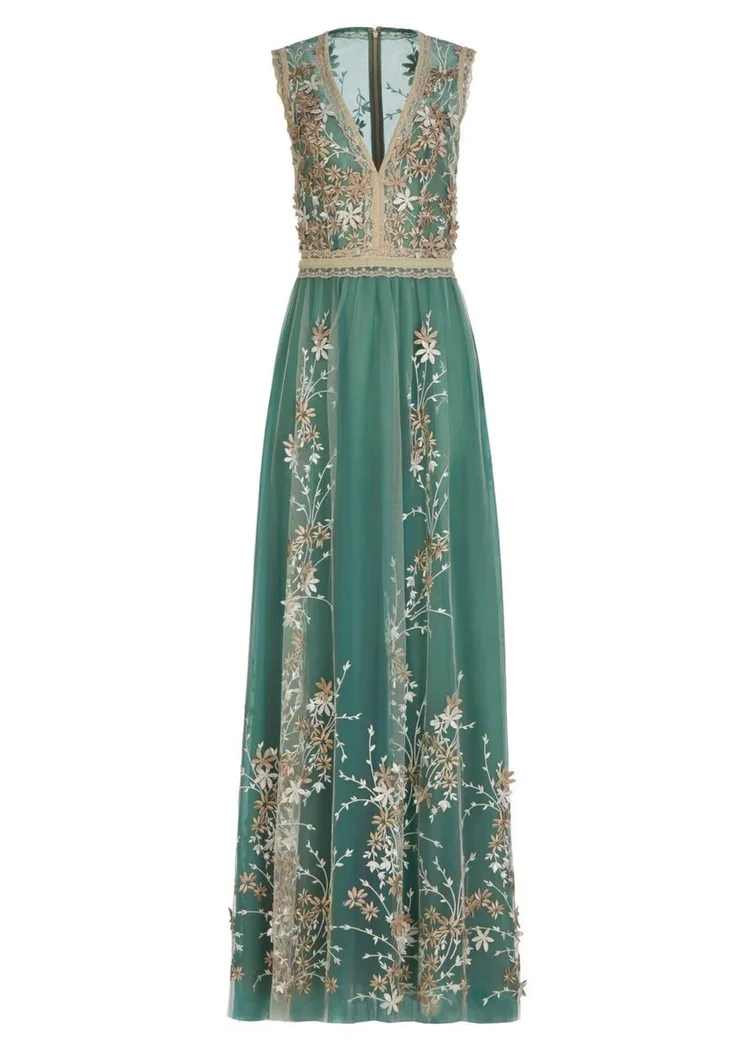 green emerald velvet dress Costarellos - Lissie Silk Velvet Gown main image 1