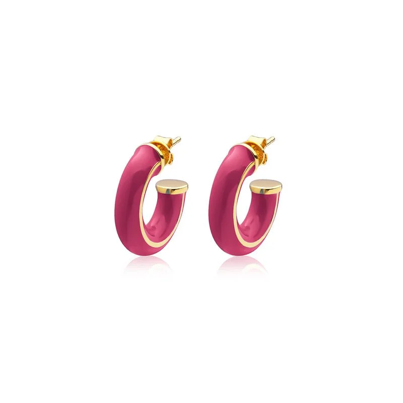Sophie by Sophie Enamel Chunky Hoops in Gold/Pink