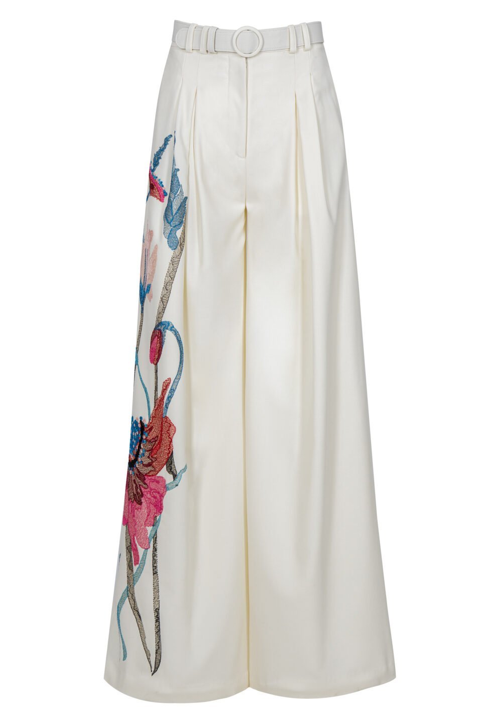 Costarellos Zelia Embroidered Wide-Leg Trousers