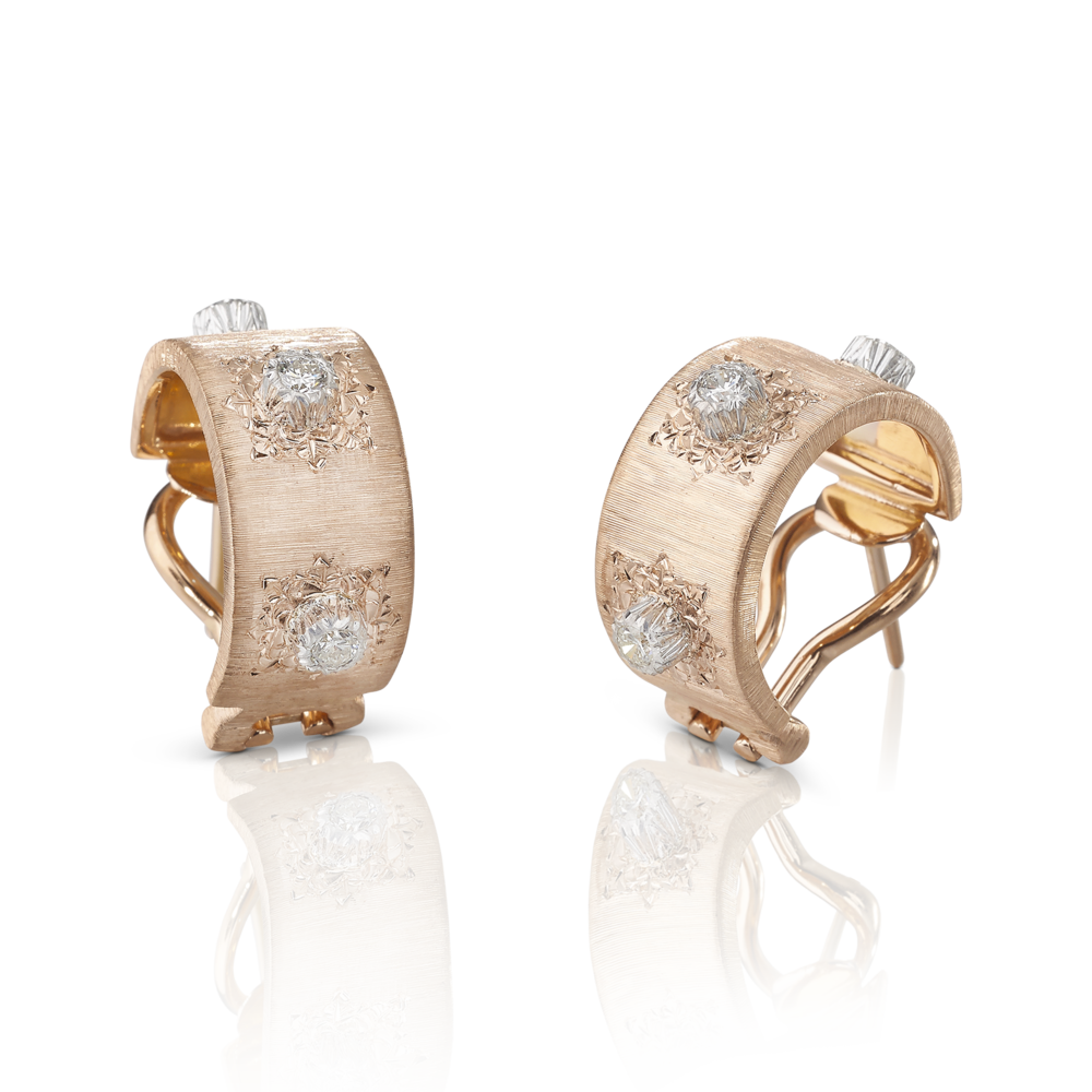 Buccellati Macri Classica Hoop Earrings in Pink Gold, White Gold, Diamonds.png