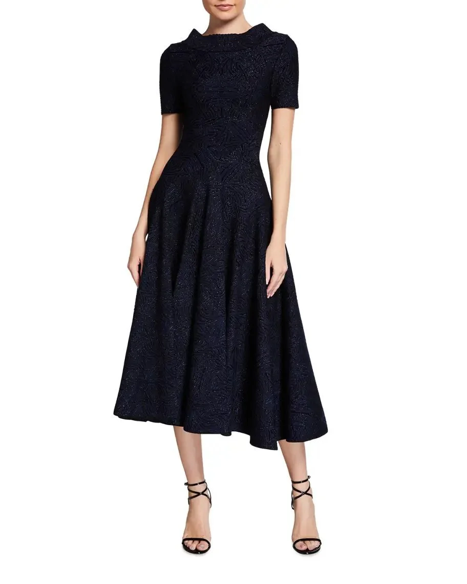 Alaïa Metallic Fit-&-Flare Midi Dress