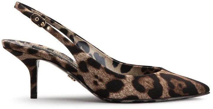 【送料&関税込】Dolce & Gabbana Animal Print Pumps Satin slingbacks with fusible rhinestones in Animal Print