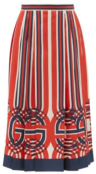 Gucci GG-Print Pleated Midi Skirt