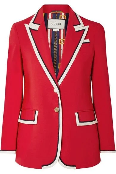 Gucci Grosgrain-Trimmed Cady Blazer in Red