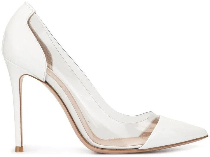 gianvito rossi white plexi pumps