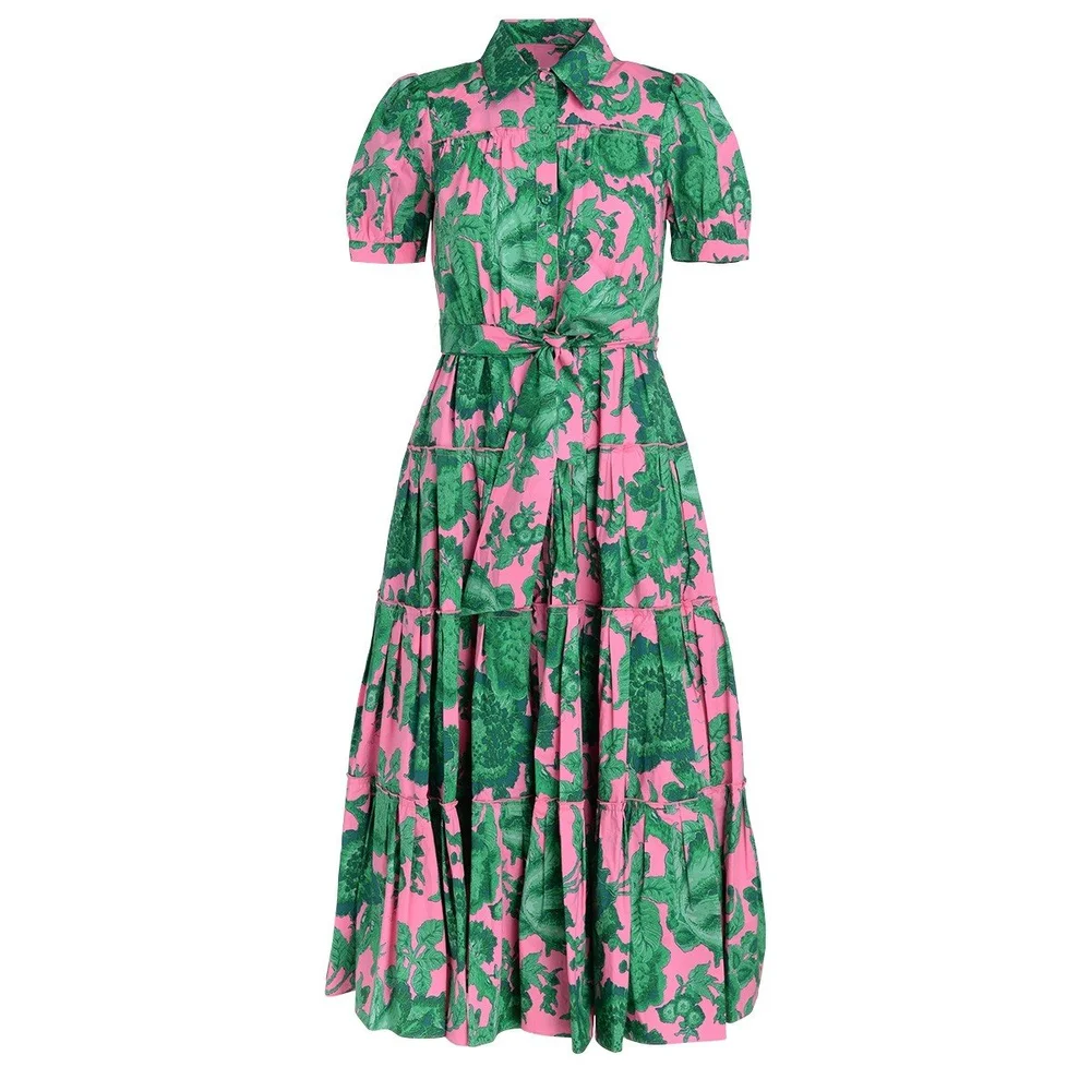 DIANE VON FURSTENBERG 総柄ブラウス グリーン 2 高級感 DIANE VON FURSTENBERG 総柄ブラウス グリーン 2 高級感