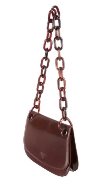 Prada Madras Swing Leather Shoulder Bag in Brown
