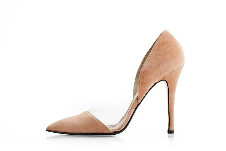 Natan PVC D'Orsay Pumps in Nude Suede