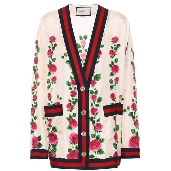 Gucci Rose Garden Printed Silk Cardigan