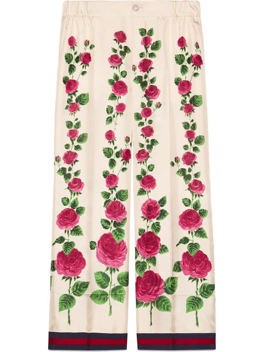 Gucci Rose Garden Print Silk Pajama Pants — UFO No More